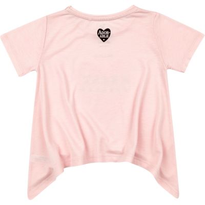 Mini girls pink heart print t-shirt